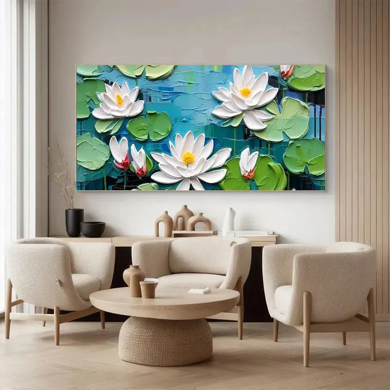 White Lotus Textured Painting