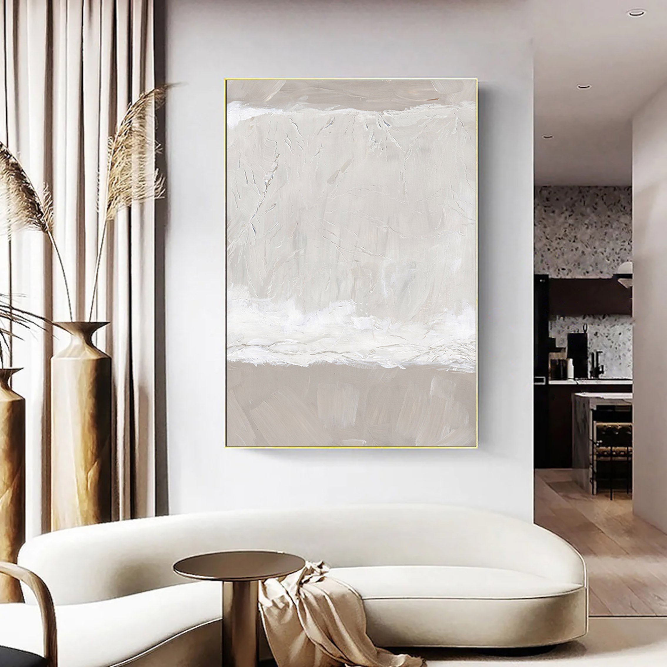 Arctic Calm: A Neutral Textured Wall Art for Minimalist Home Decor