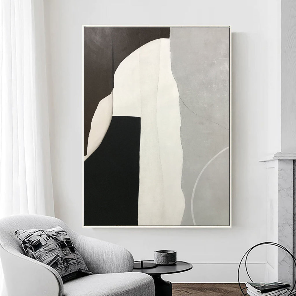 Monochrome Forms: Black and White Abstract Art for Office Decor