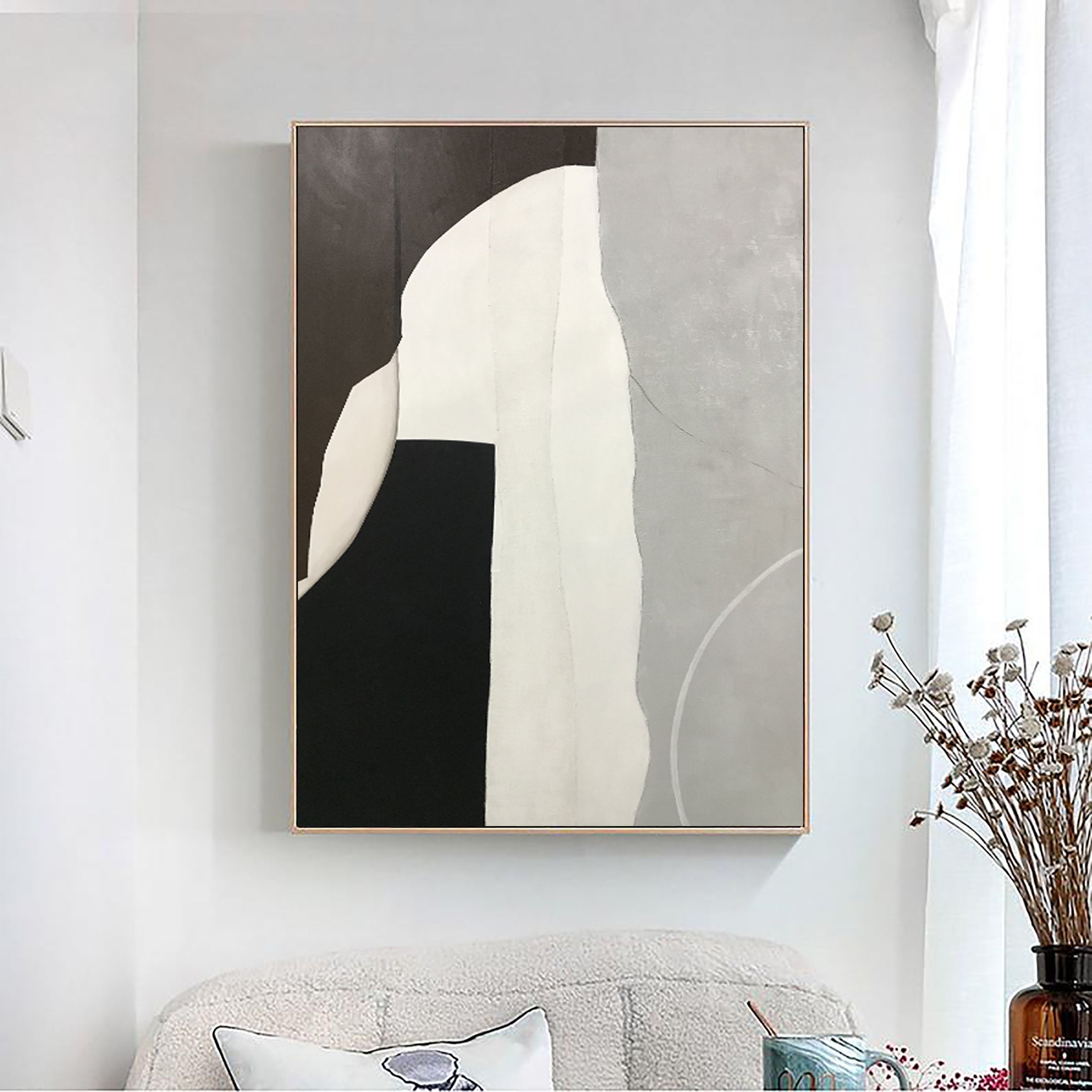 Monochrome Forms: Black and White Abstract Art for Office Decor