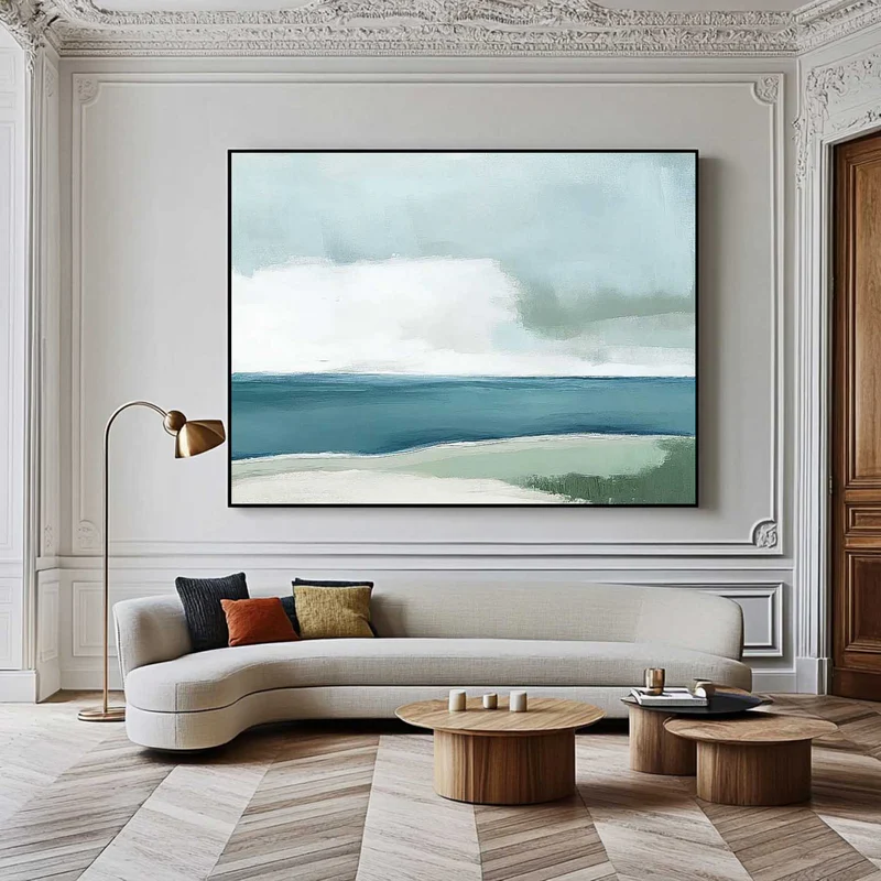 Minimal Blue Seascape Painting