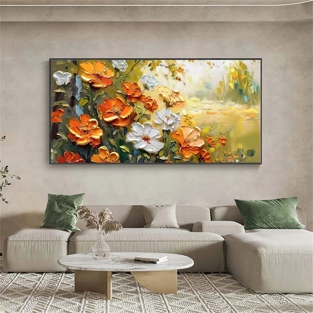 Golden Meadow Bloom Abstract Painting