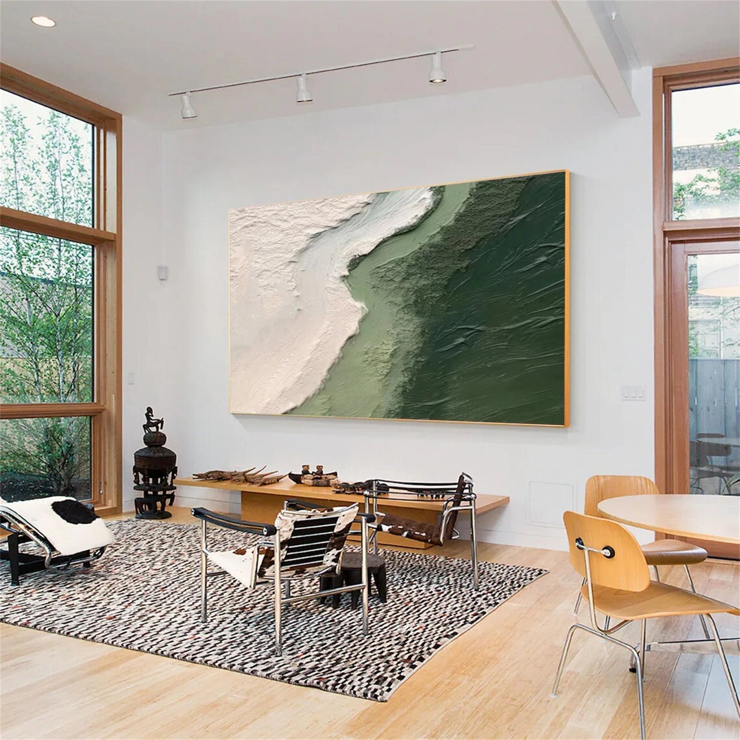 Emerald Shore Green Abstract Seascape Painting