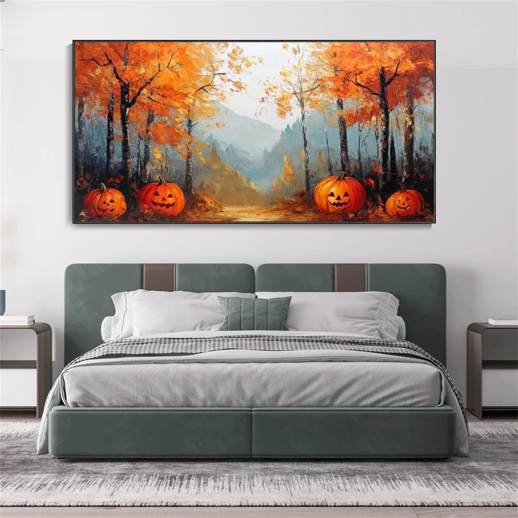 Pumpkin Glow Autumn Forest Painting
