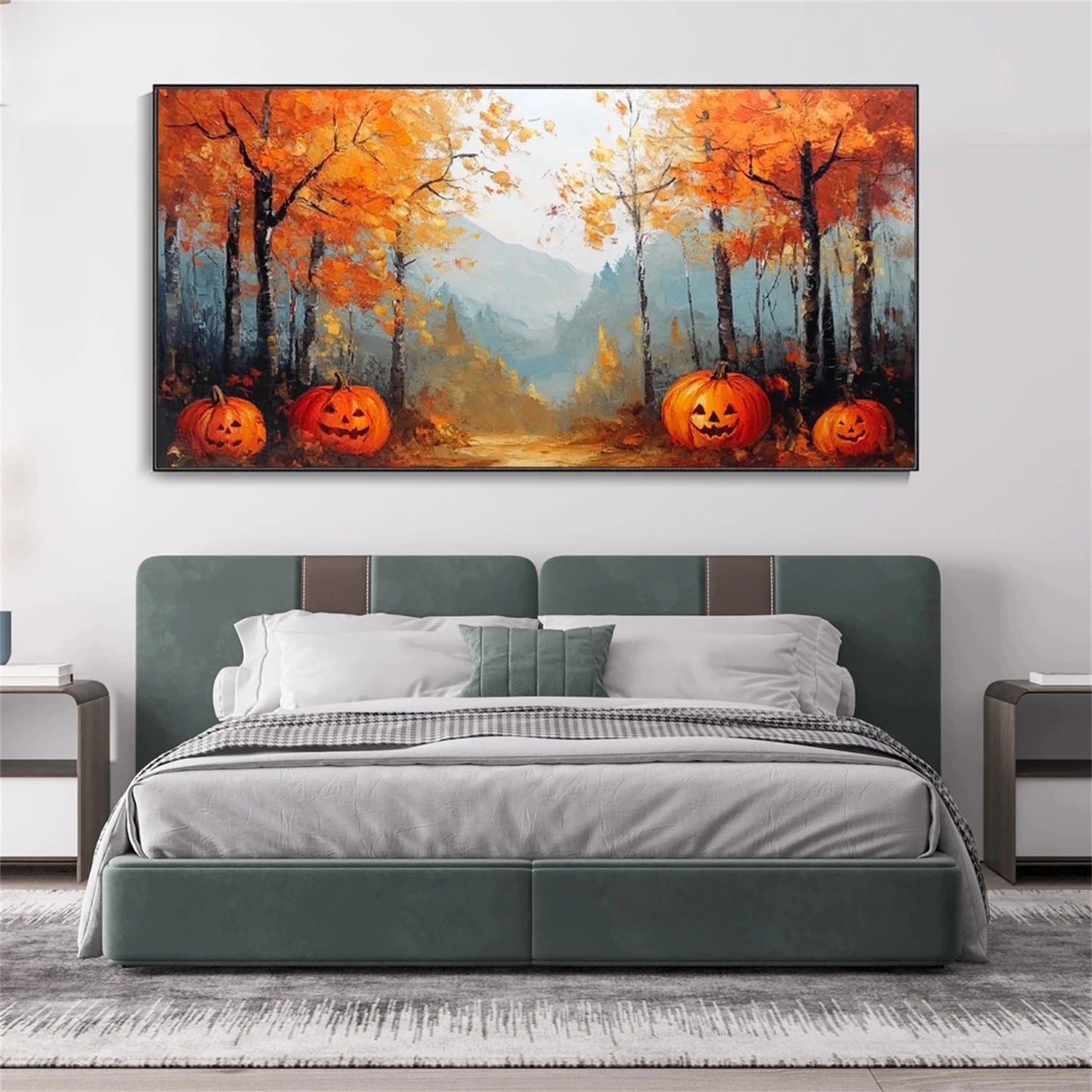 Pumpkin Glow Autumn Forest Painting