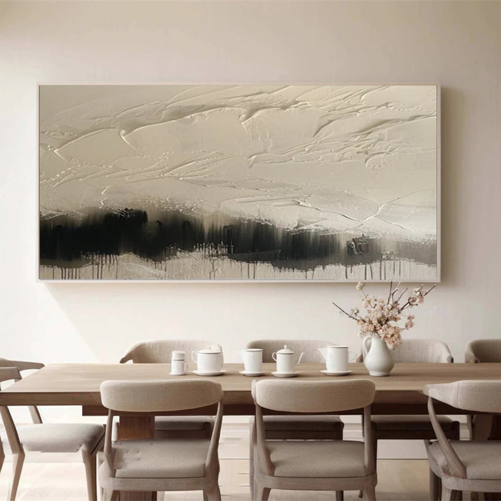 Mistline Ivory Textured Abstract Painting