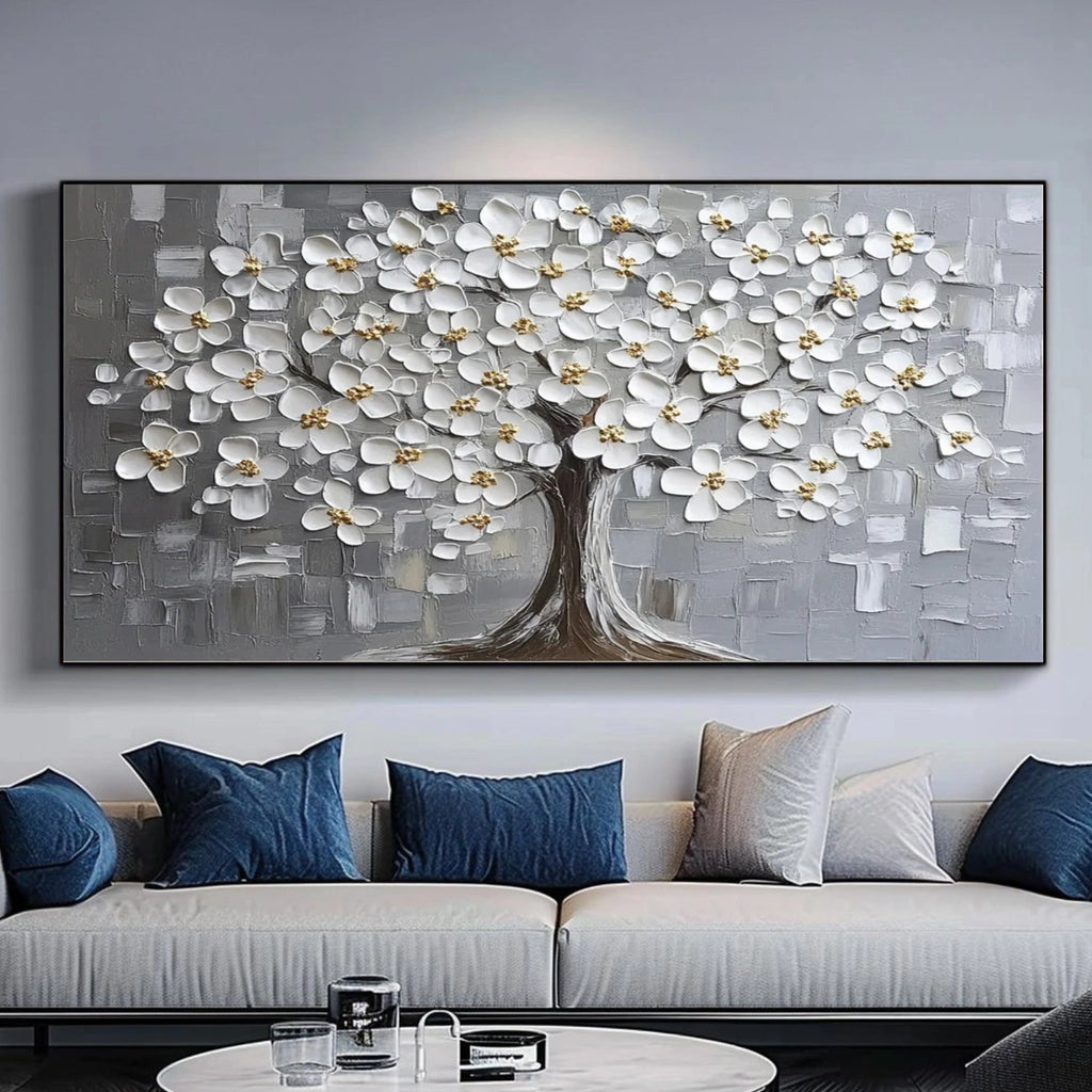 White Blossom Harmony Tree Painting