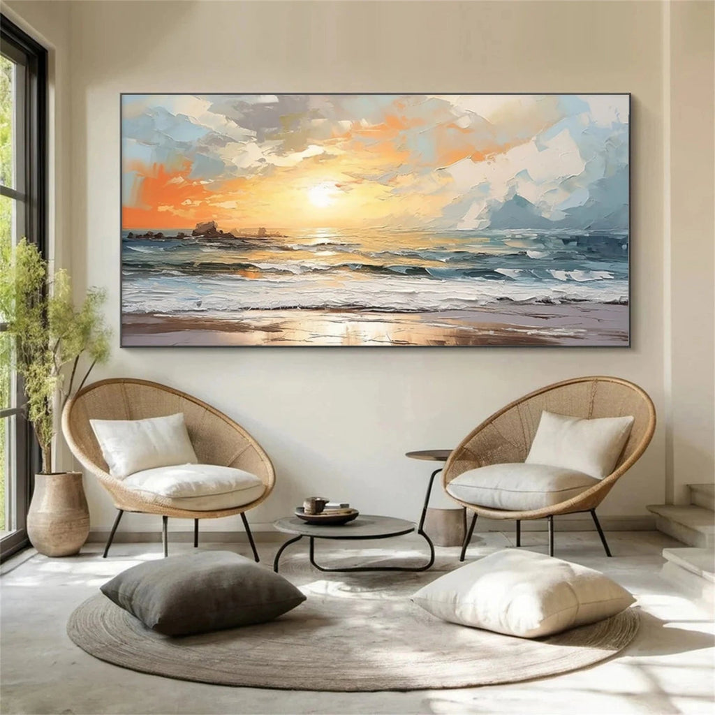 Golden Tide Sunrise Seascape Painting