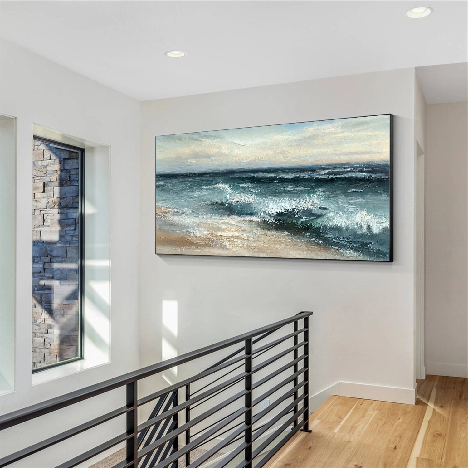 Breaking Blue Tides Coastal Seascape Painting