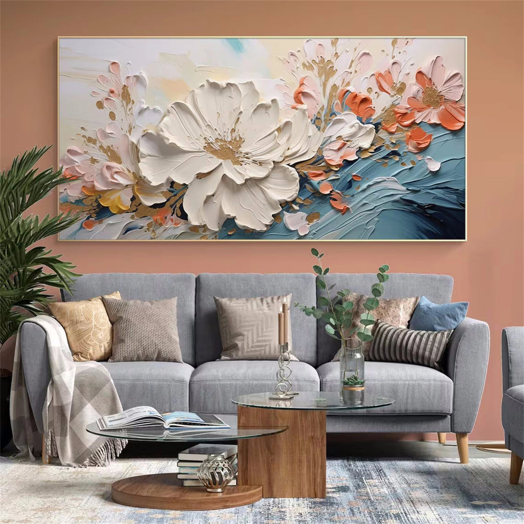 Azure Petal Harmony Floral Abstract Painting
