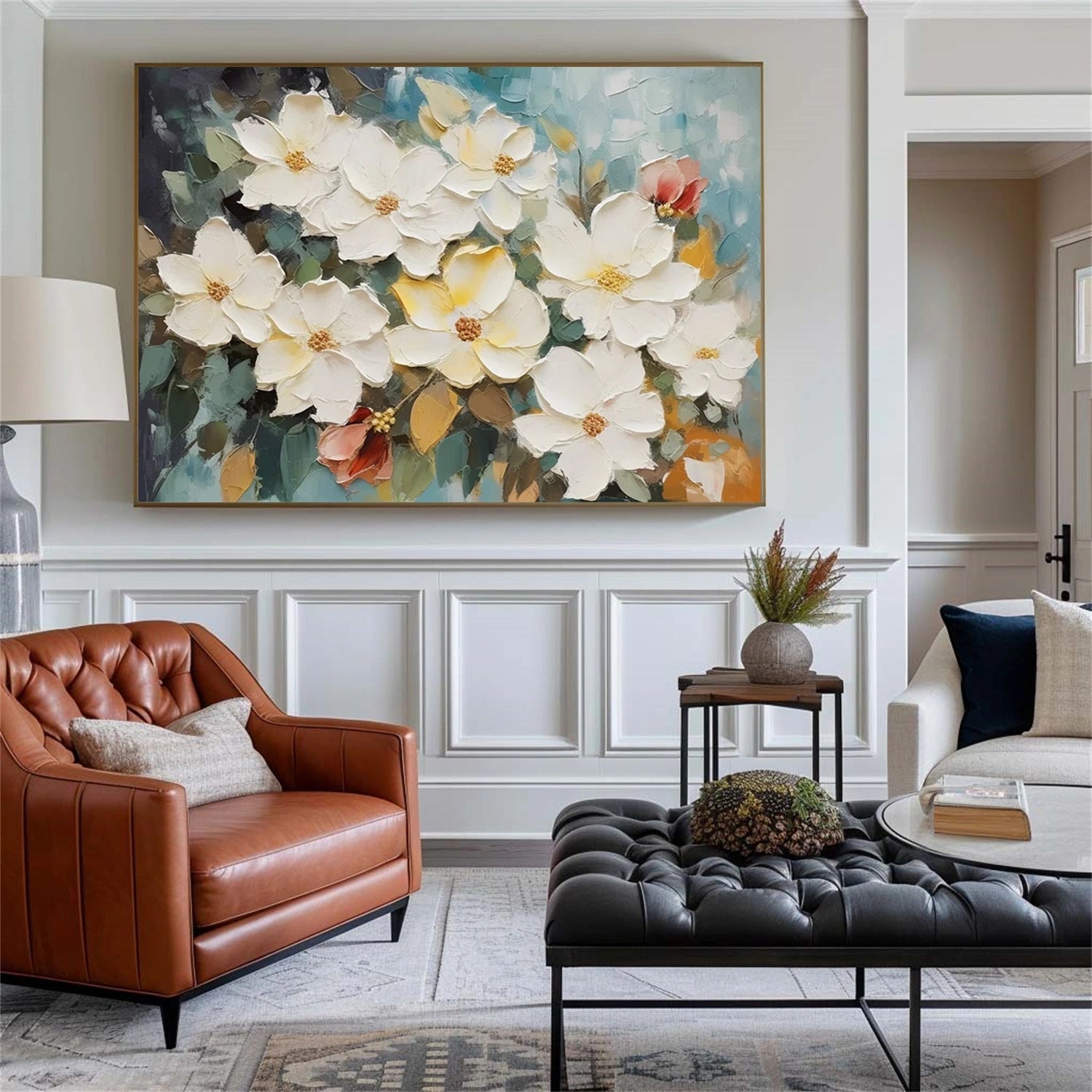 Ivory Bloom White Floral Painting