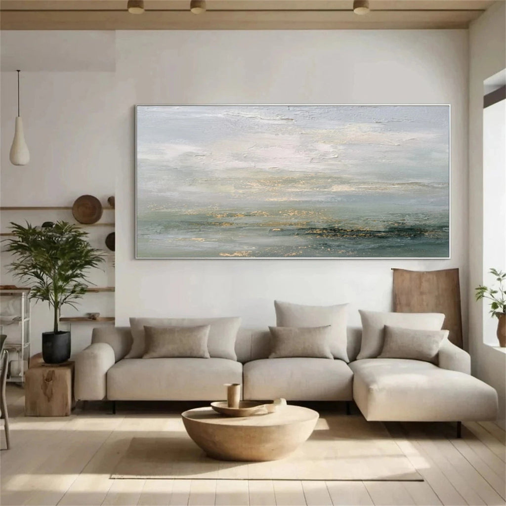 Soft Gold Horizon Abstract Painting