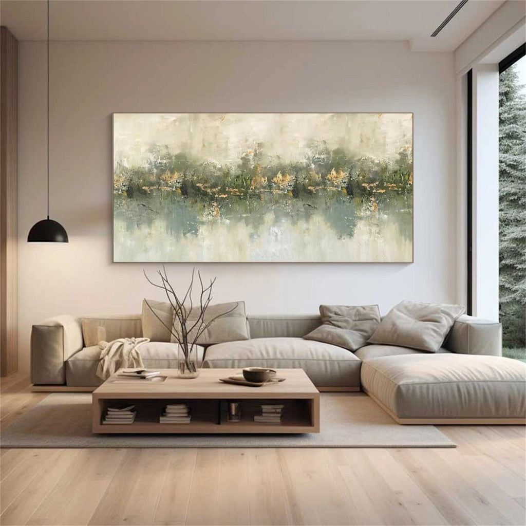 Mist Horizon Green Abstract Painting