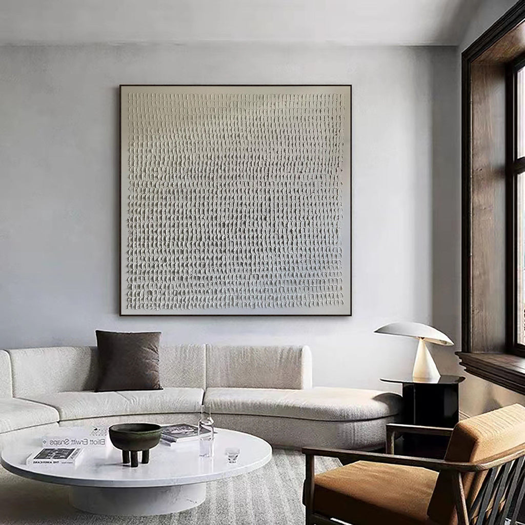 Silent Rhythm White Abstract Painting