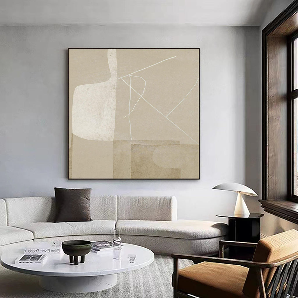 Soft Taupe Minimal Abstract Painting