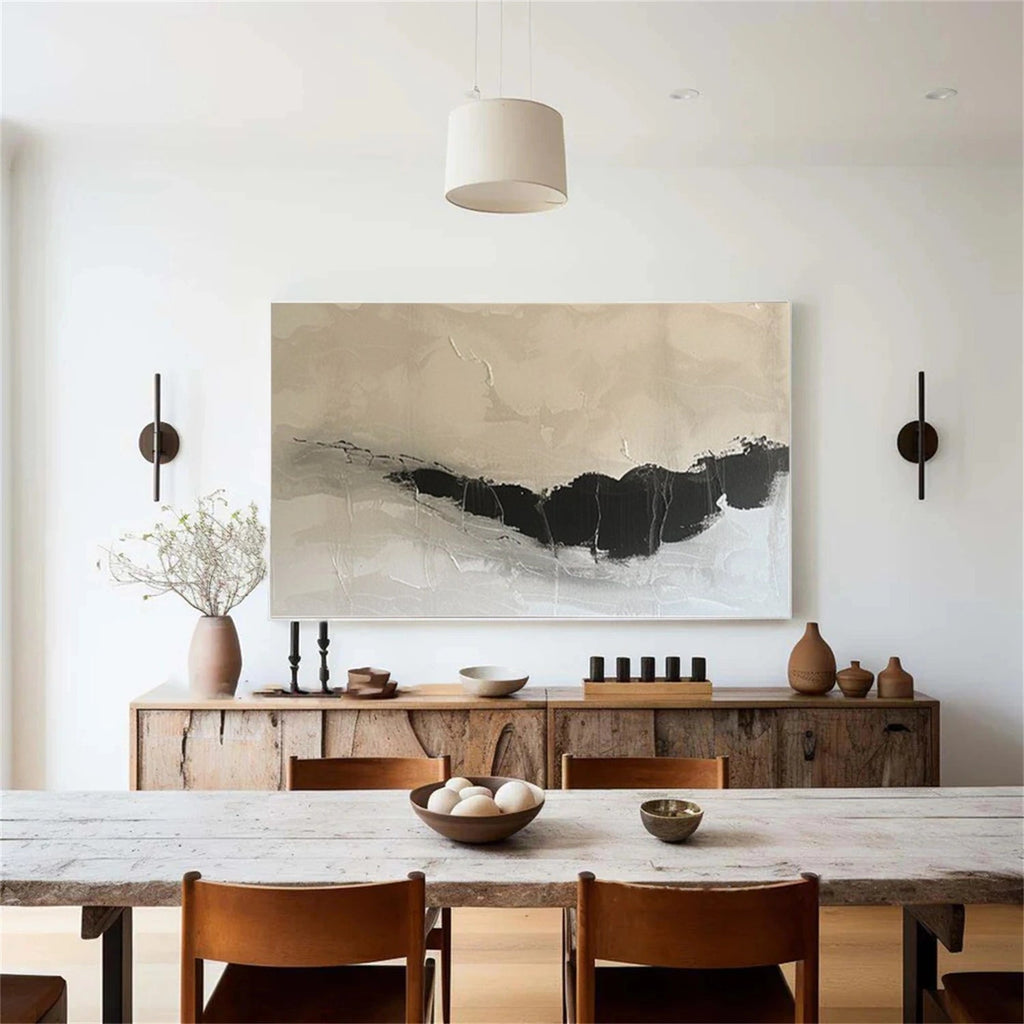 Silent Horizon Beige Abstract Painting