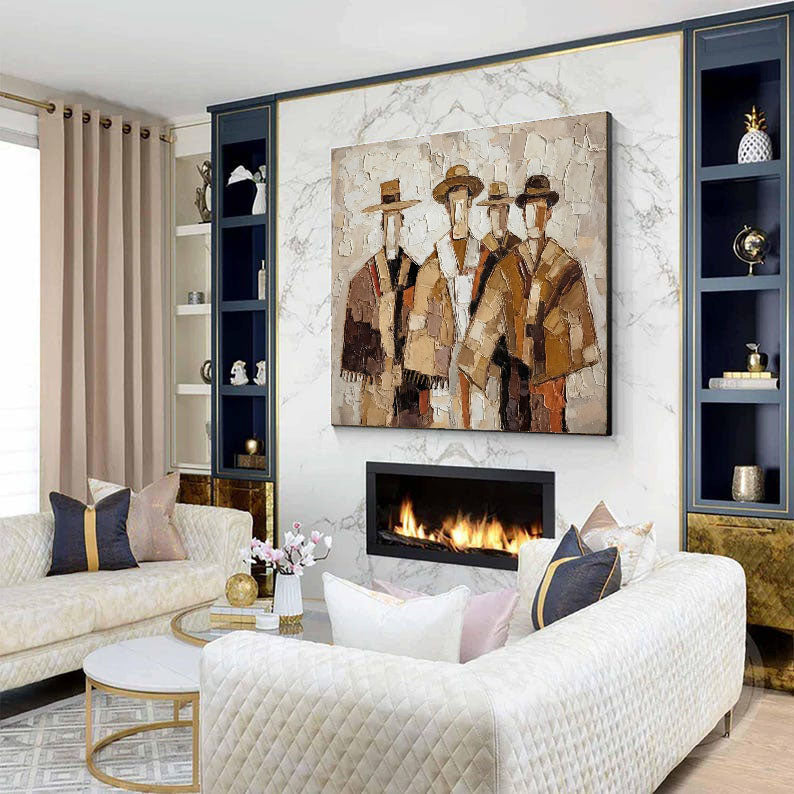 Folk Harmony – Textured Cultural Figure Art Painting