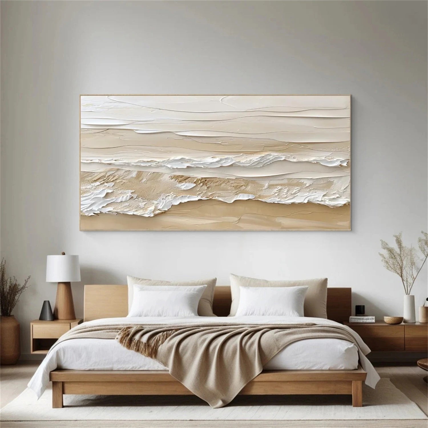 Ivory Shore Impasto Abstract Painting