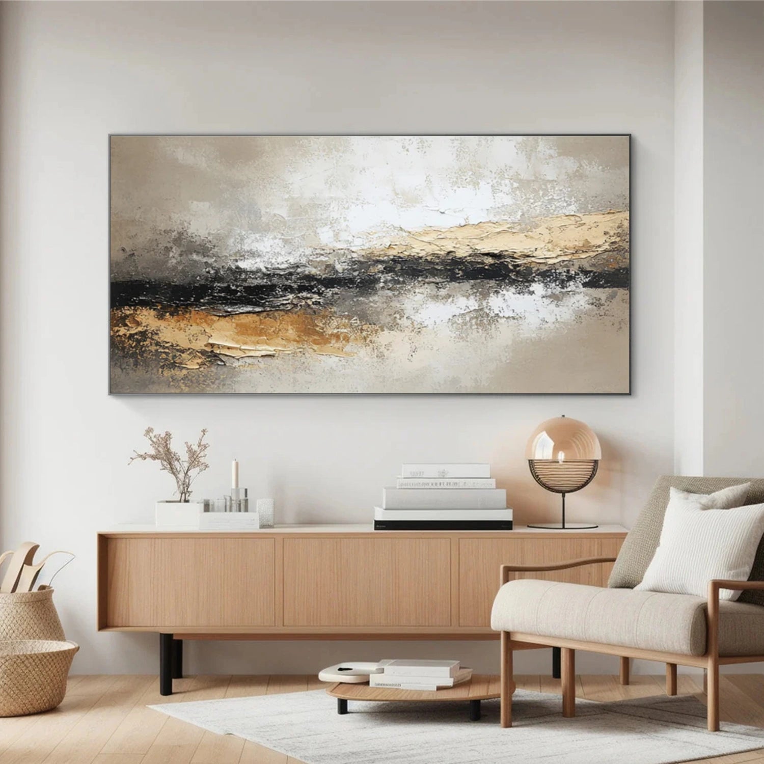 Golden Horizon – Textured Neutral Abstract Painting
