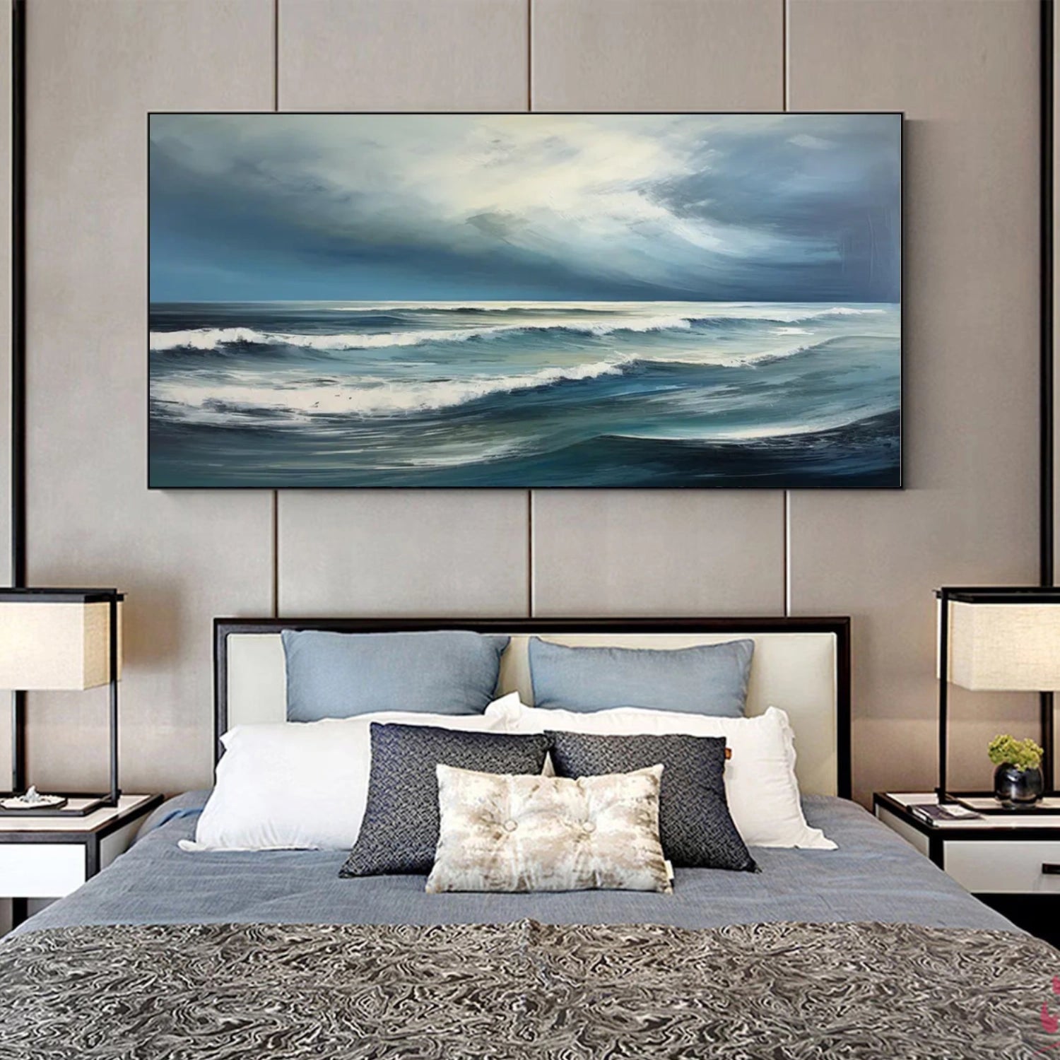 Deep Blue Ocean – Textured Waves Seascape Painting