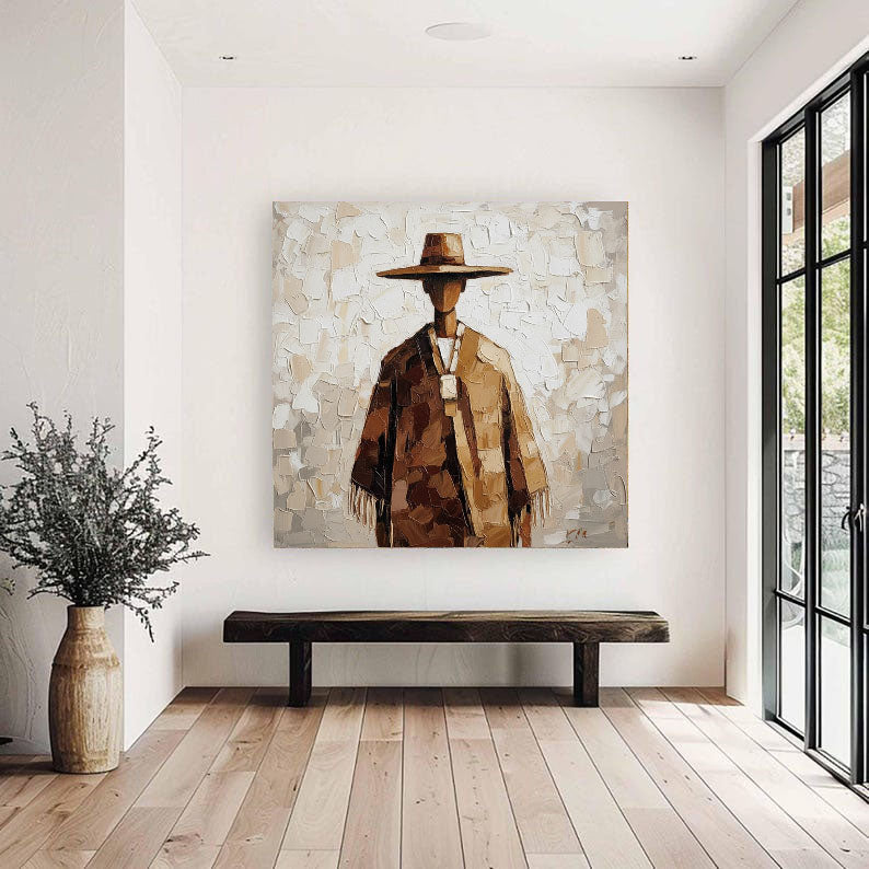 Cultural Nomad – Textured Folk Figure Art Painting