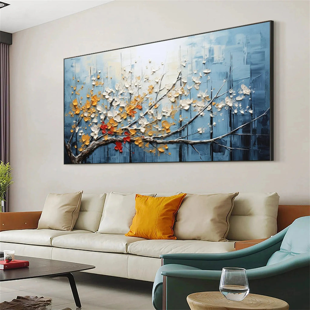 Golden Drift Blossom Abstract Painting