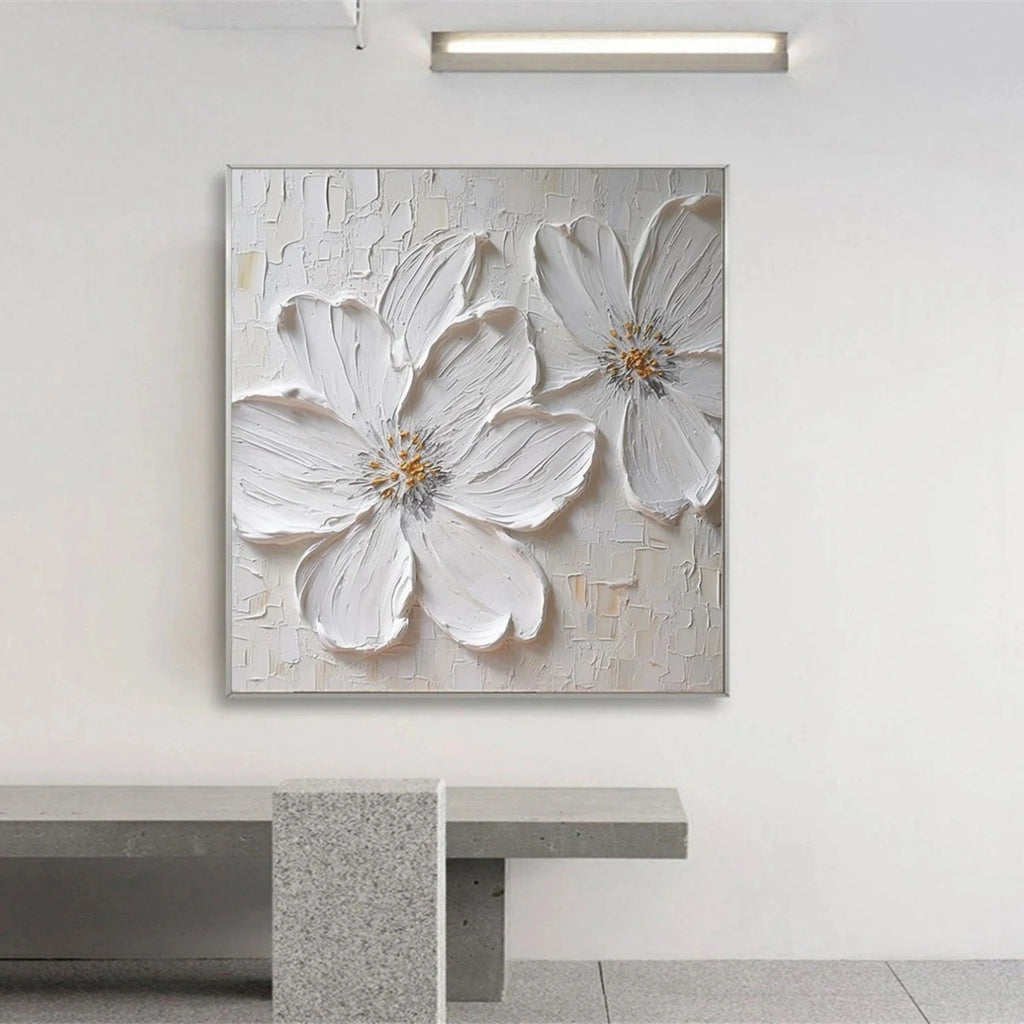 Ivory Petal Whisper Floral Abstract Painting