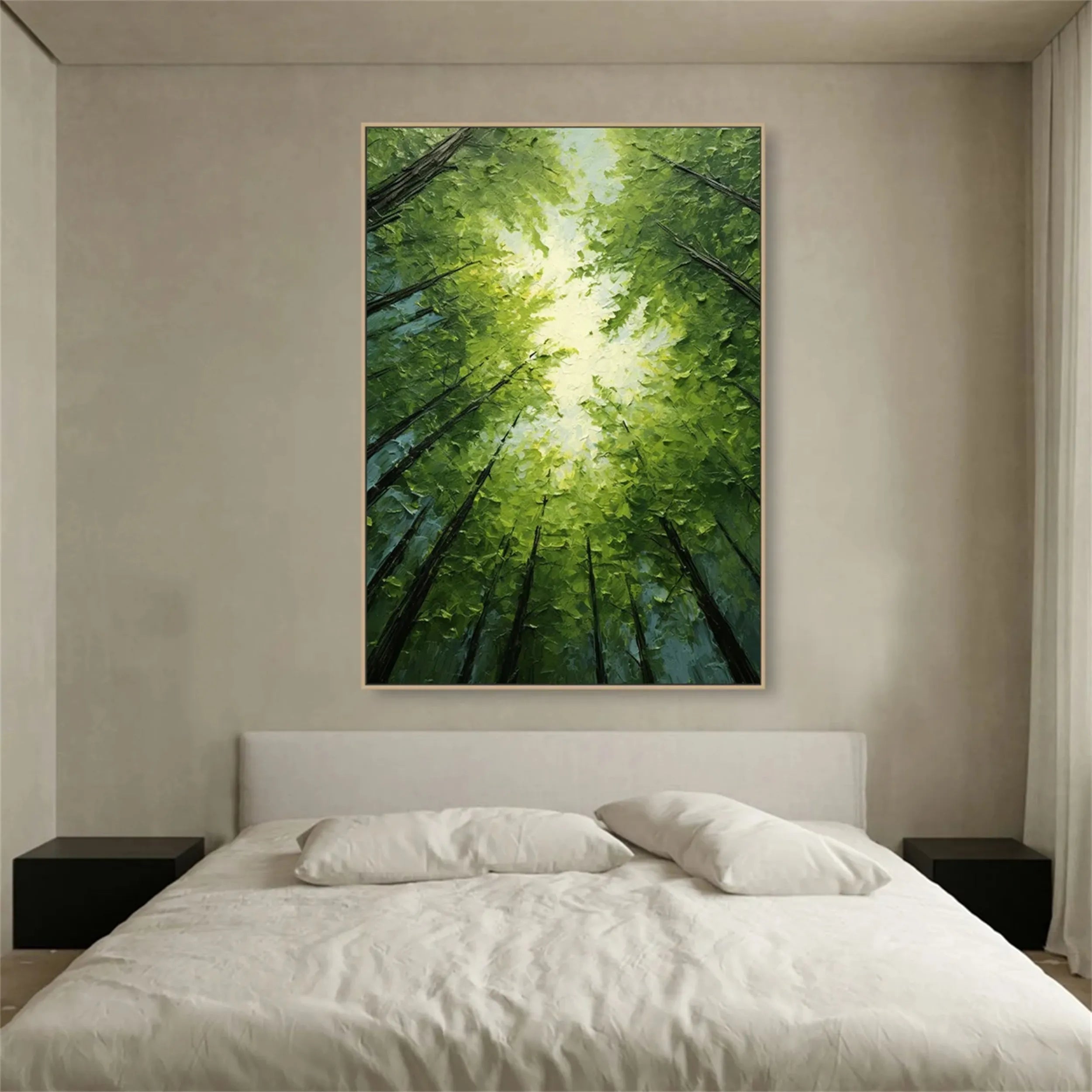 Emerald Canopy Light Forest Painting