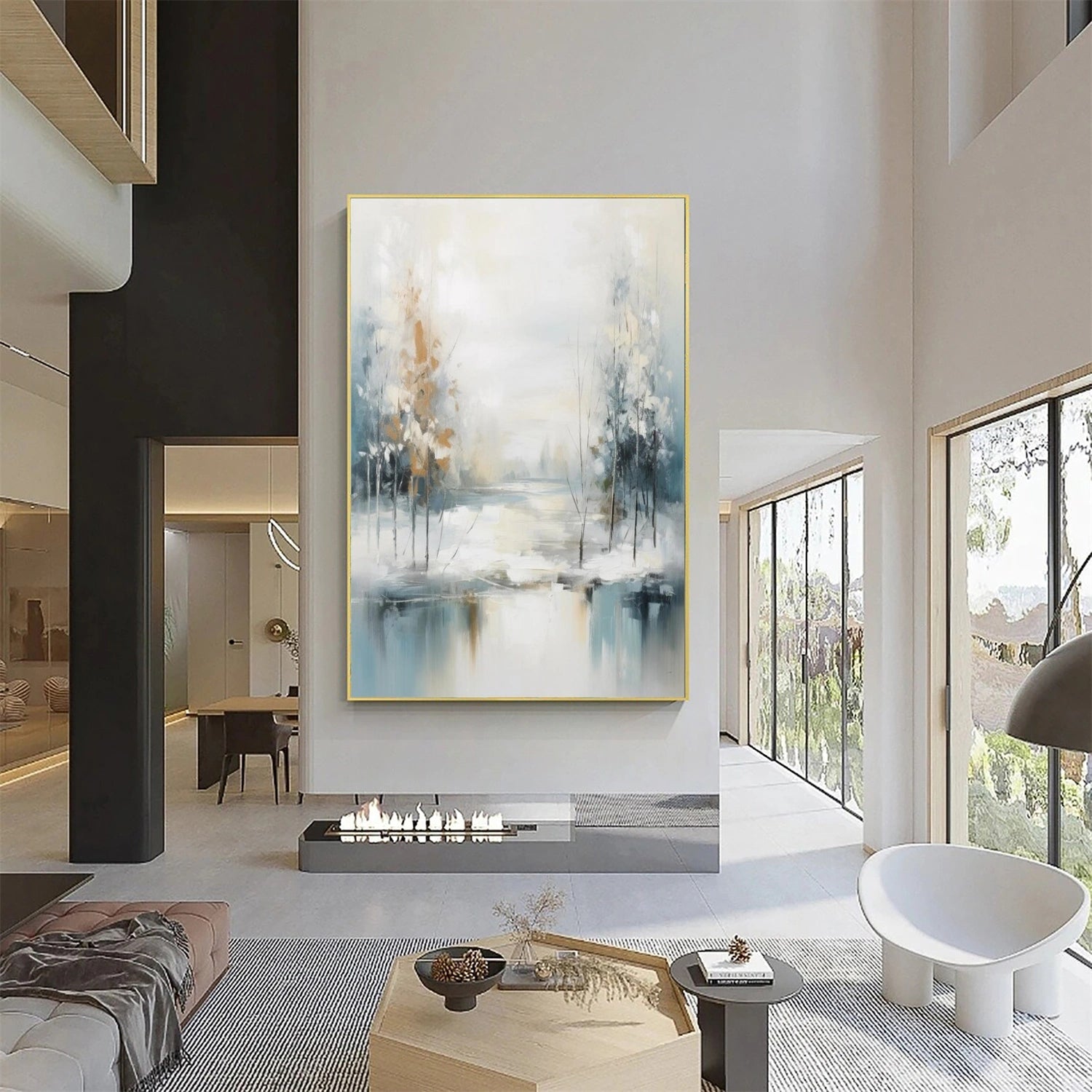 Pale Dawn Lake Reflection Painting