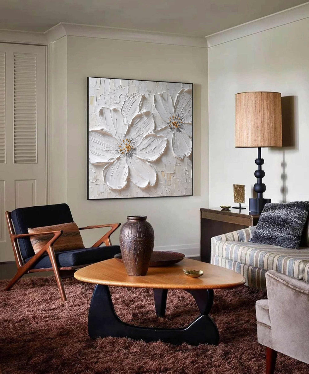 Whisper White Blossom Textured Painting