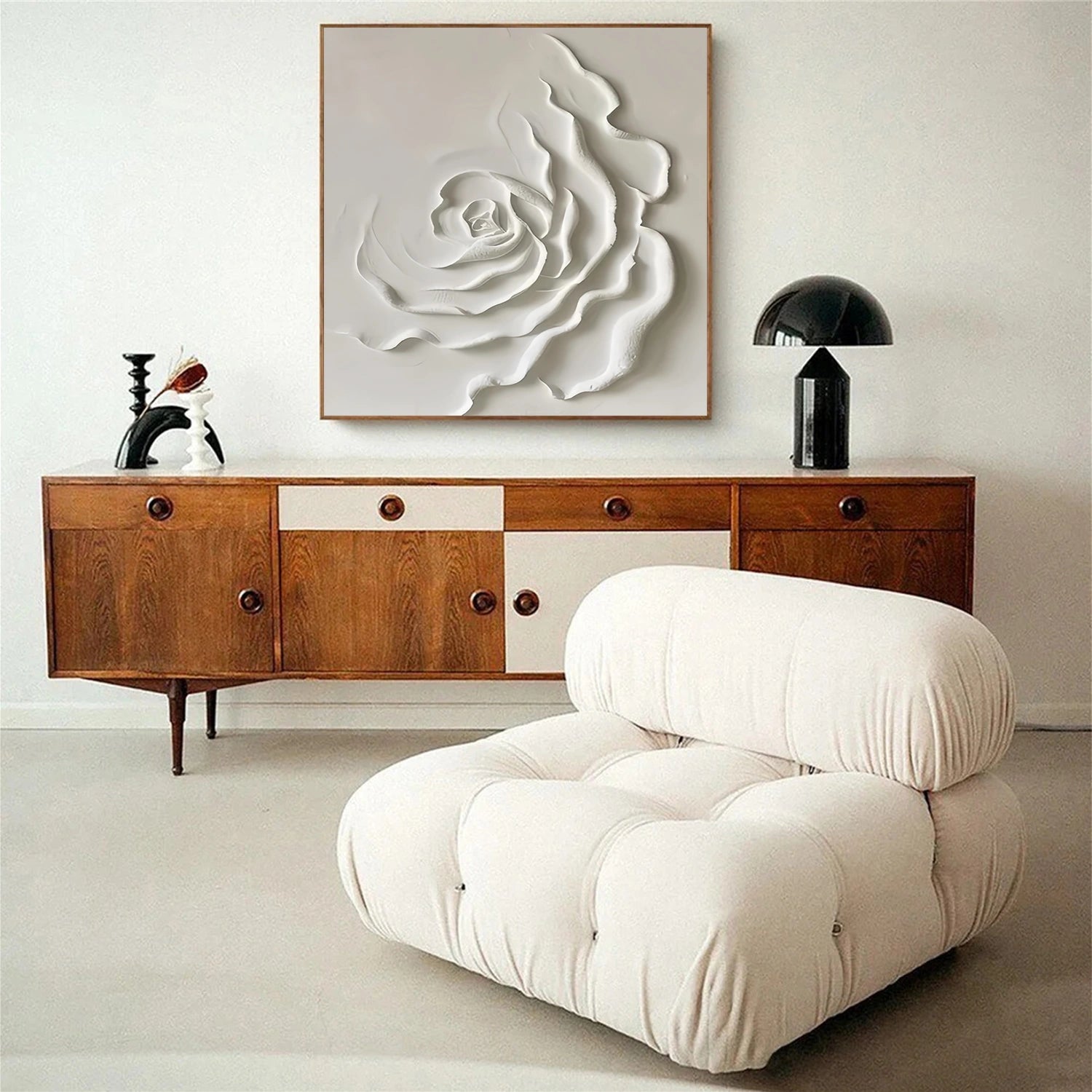 Ivory Bloom White Textured Abstract Painting