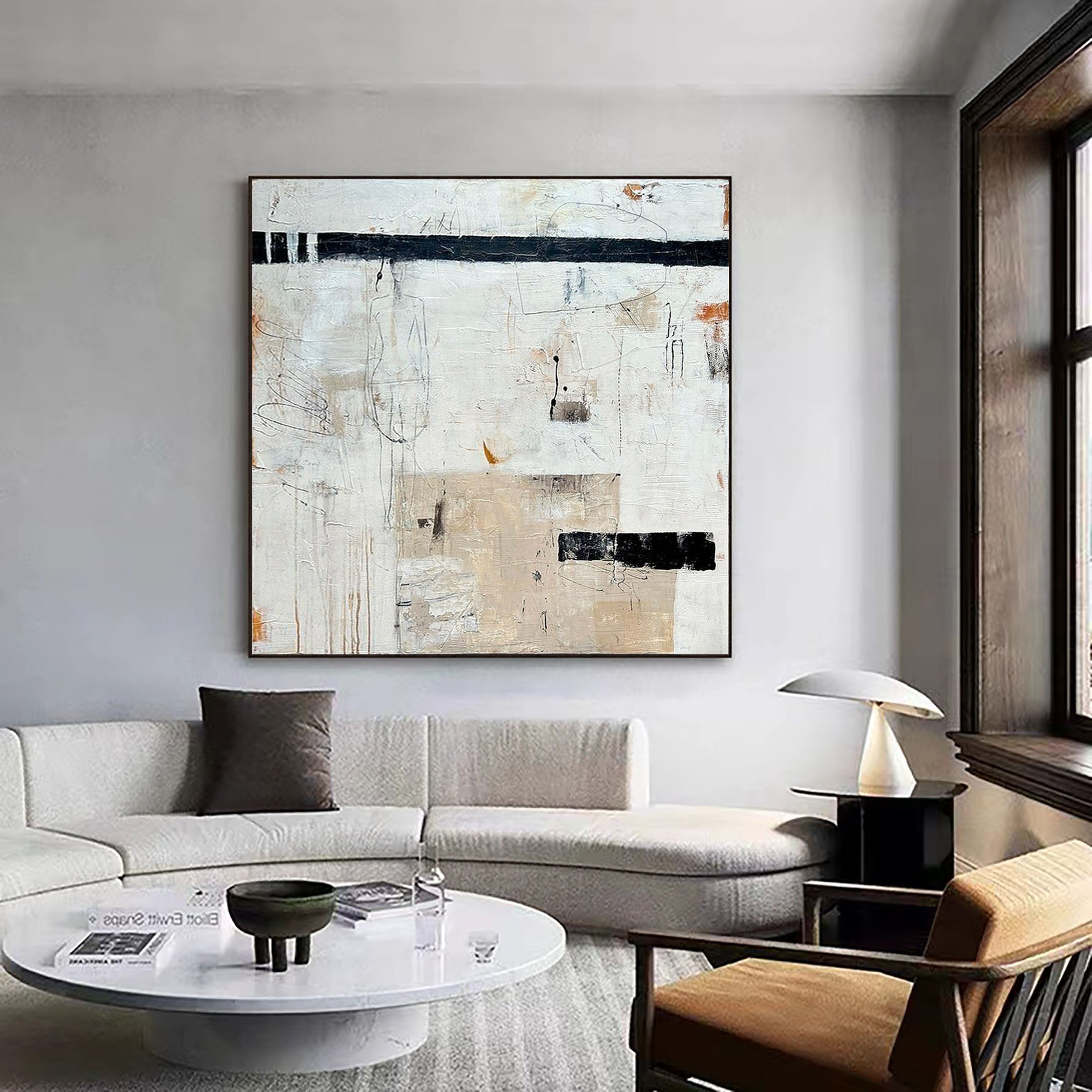 Silent Horizon Neutral Abstract Painting