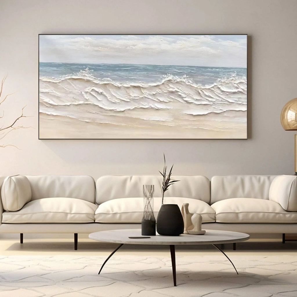 Creamy Shoreline Waves – Textured Coastal Painting