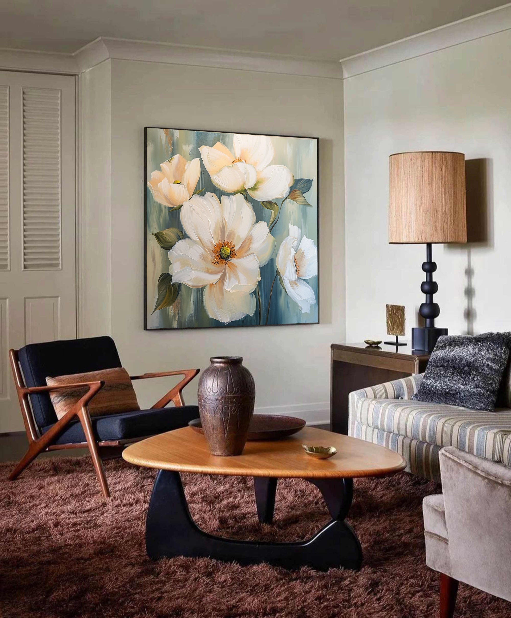 Ivory Bloom Serenity Floral Painting