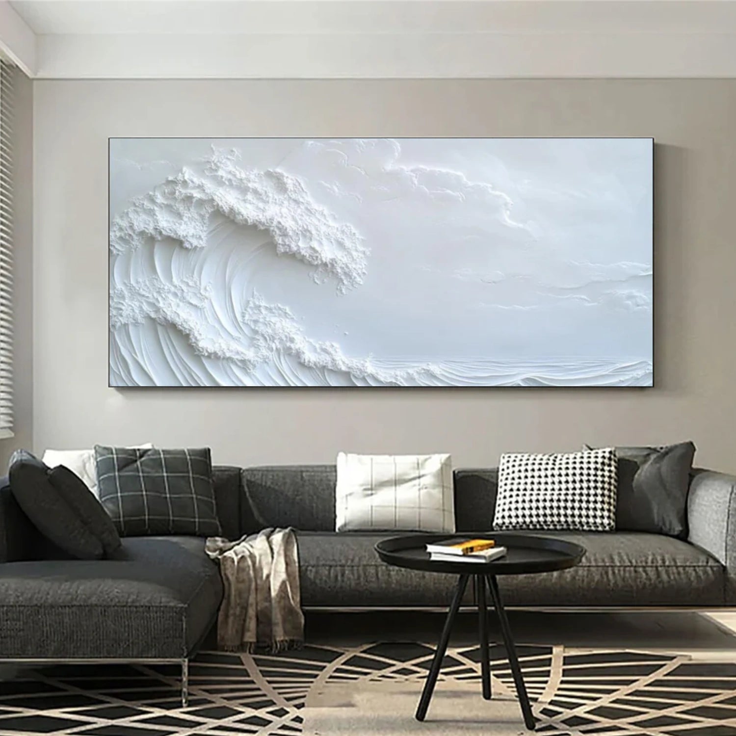 White Ocean Wave Textured Painting