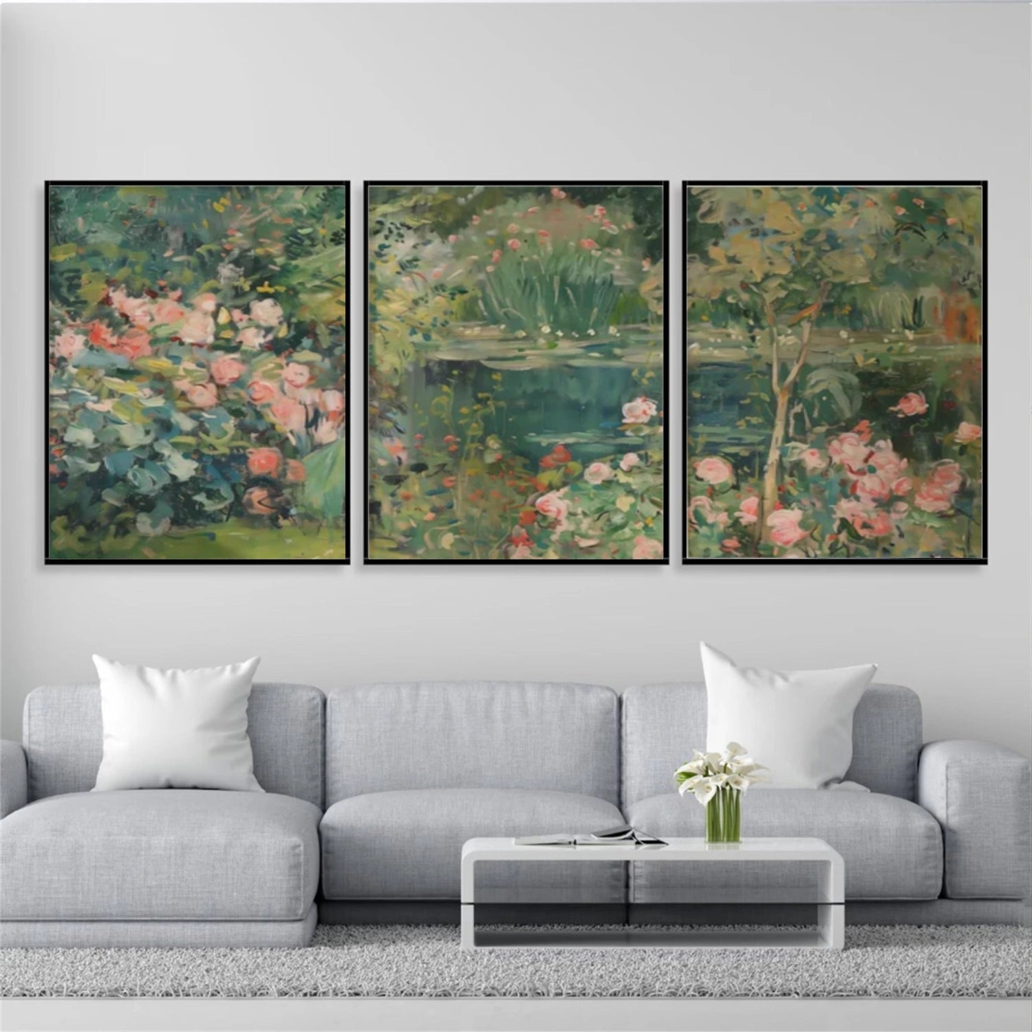 Blossom Garden Whisper Triptych Painting Set of 3
