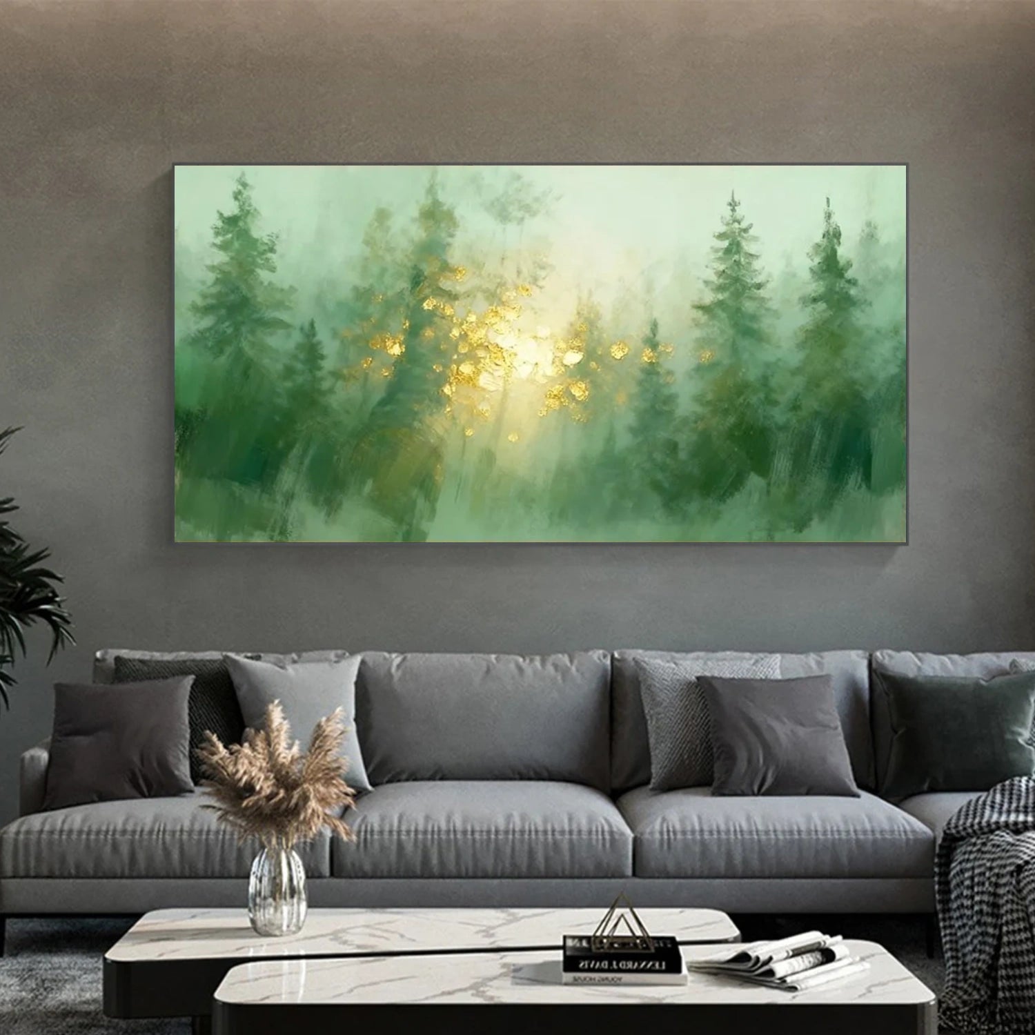 Misty Forest Sunlight – Nature Landscape Painting