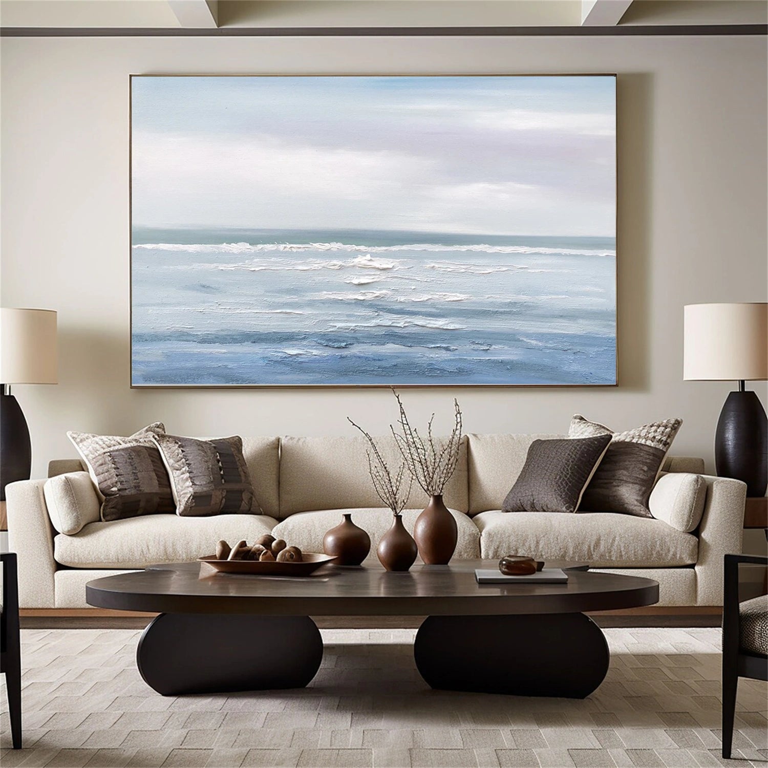 Silent Horizon Blue Seascape Painting