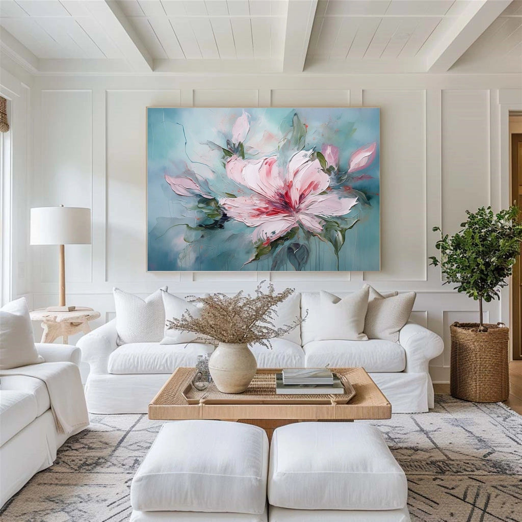 Azure Petal Blush Abstract Painting