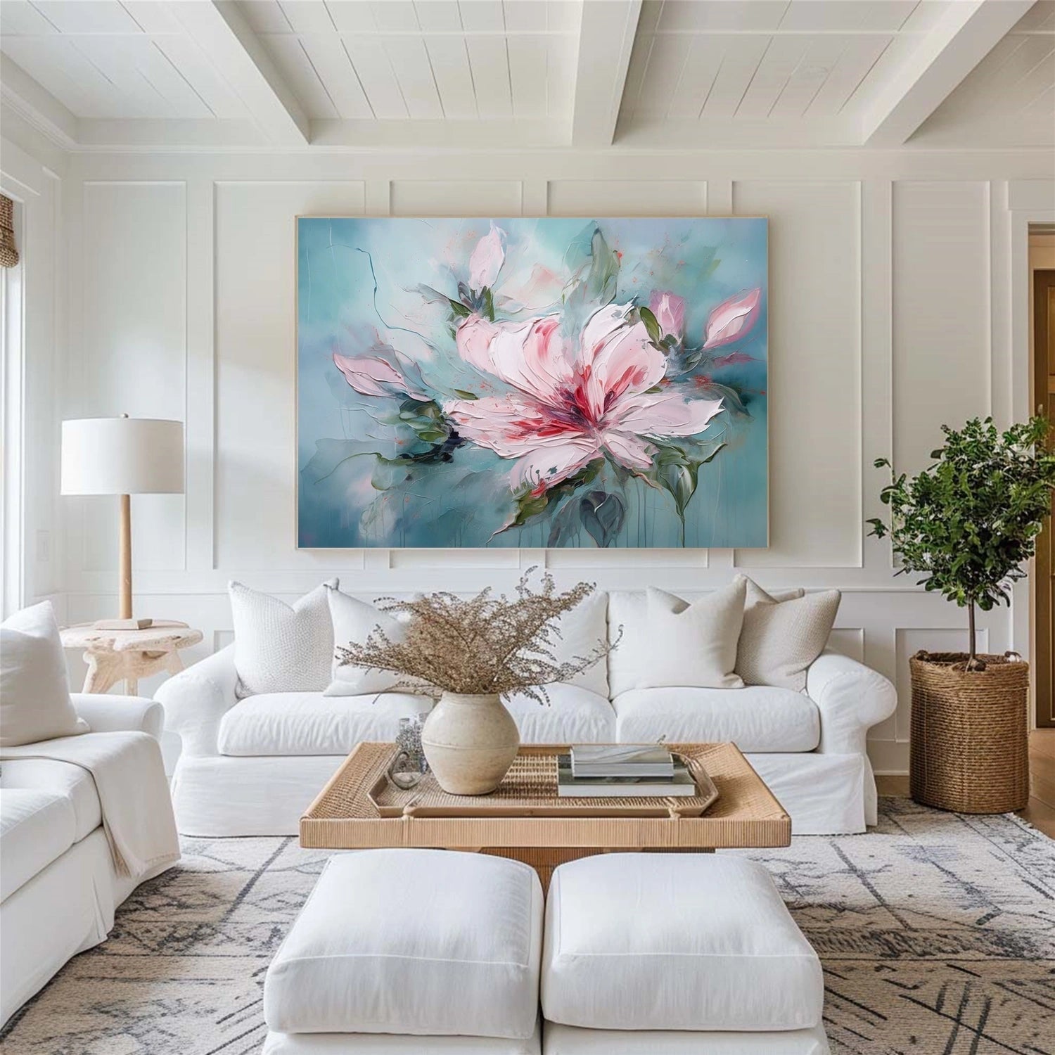 Azure Petal Blush Abstract Painting