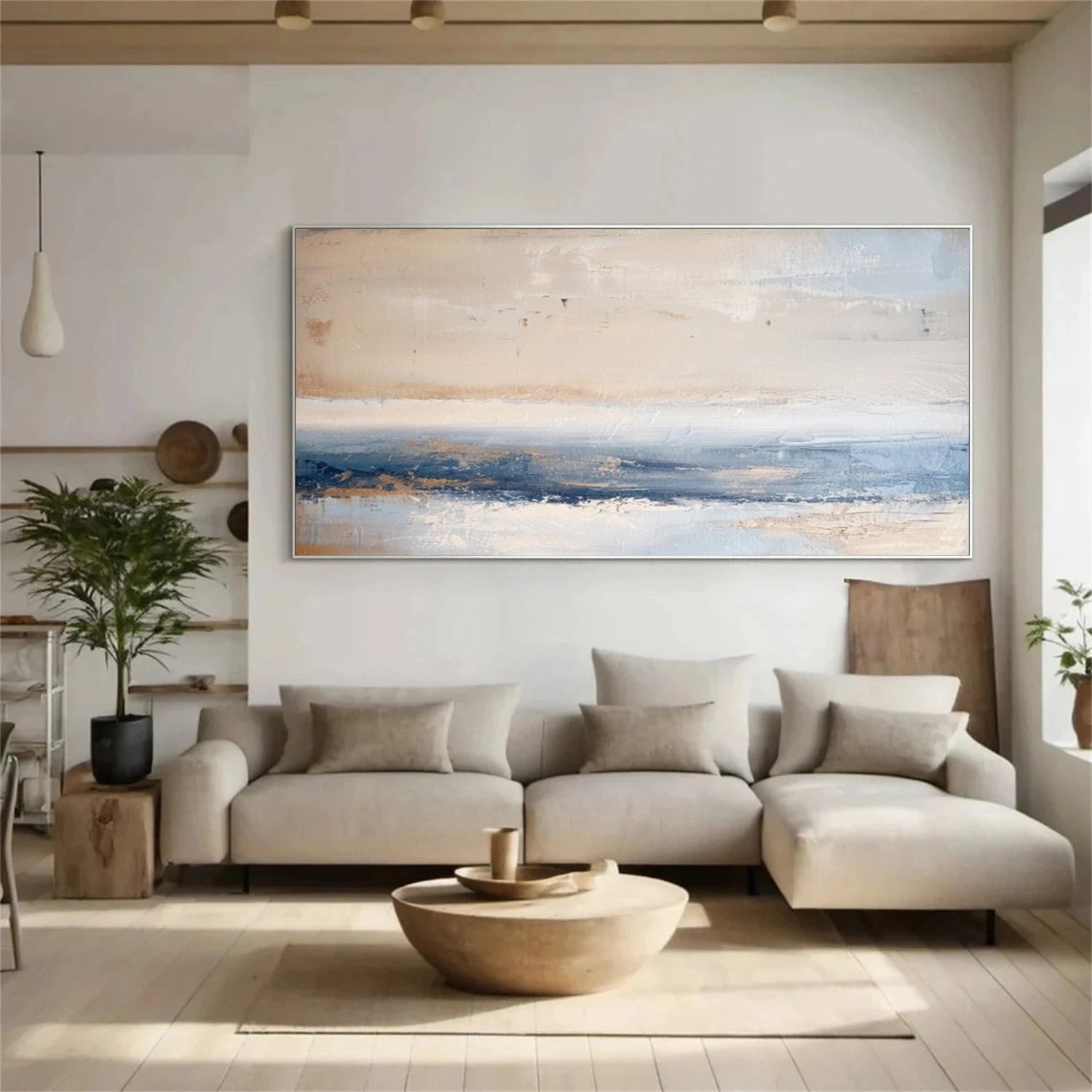 Tranquil Horizon Blue Abstract Painting
