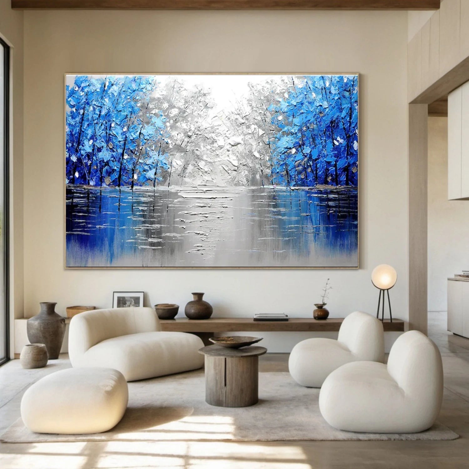 Azure Stillness Lake Abstract Painting