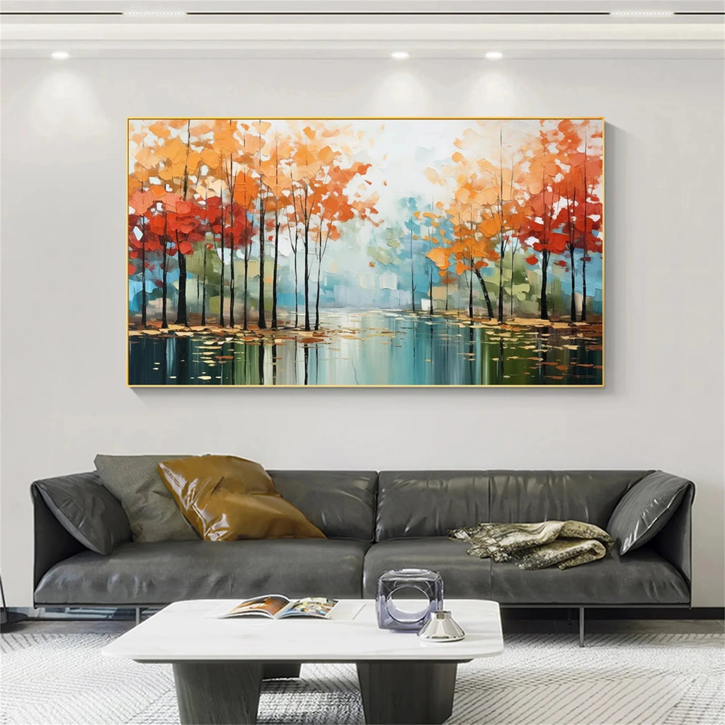 Autumn Stillwater Forest Abstract Painting