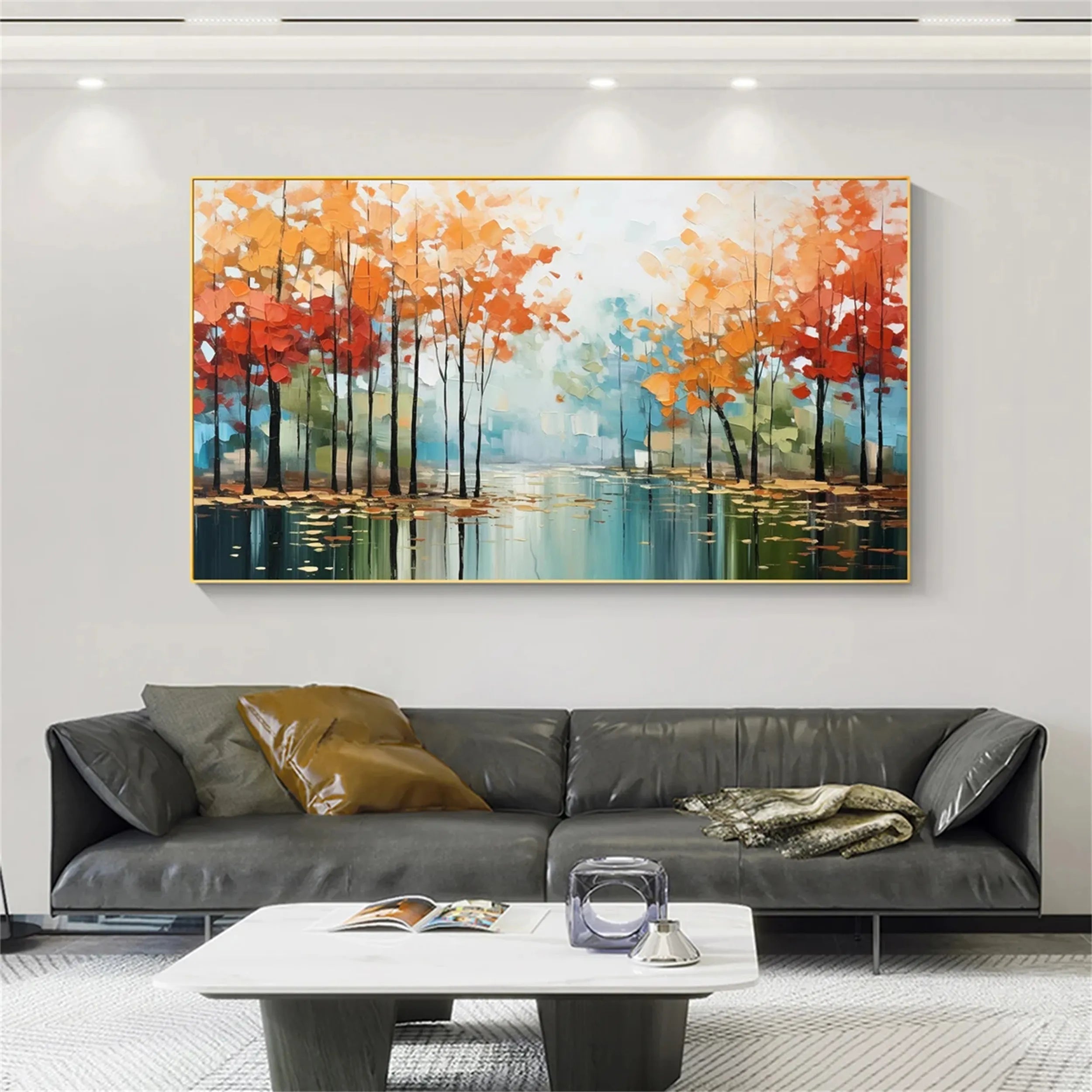 Autumn Stillwater Forest Abstract Painting
