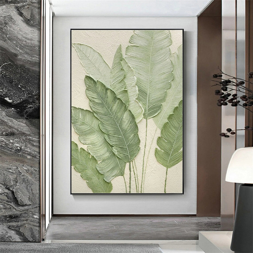 Soft Sage Botanical Leaf Abstract Painting