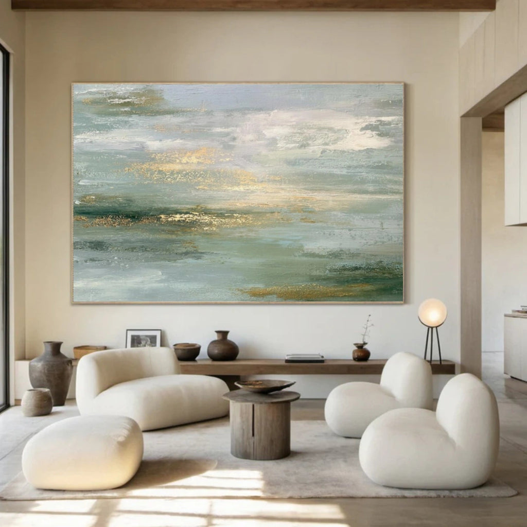 Golden Mist Seascape Abstract Painting