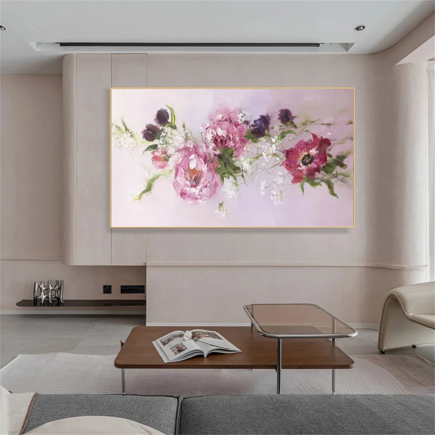 Blush Bloom Garden – Textured Floral Painting