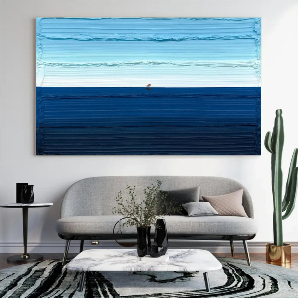Endless Blue Horizon Minimal Painting