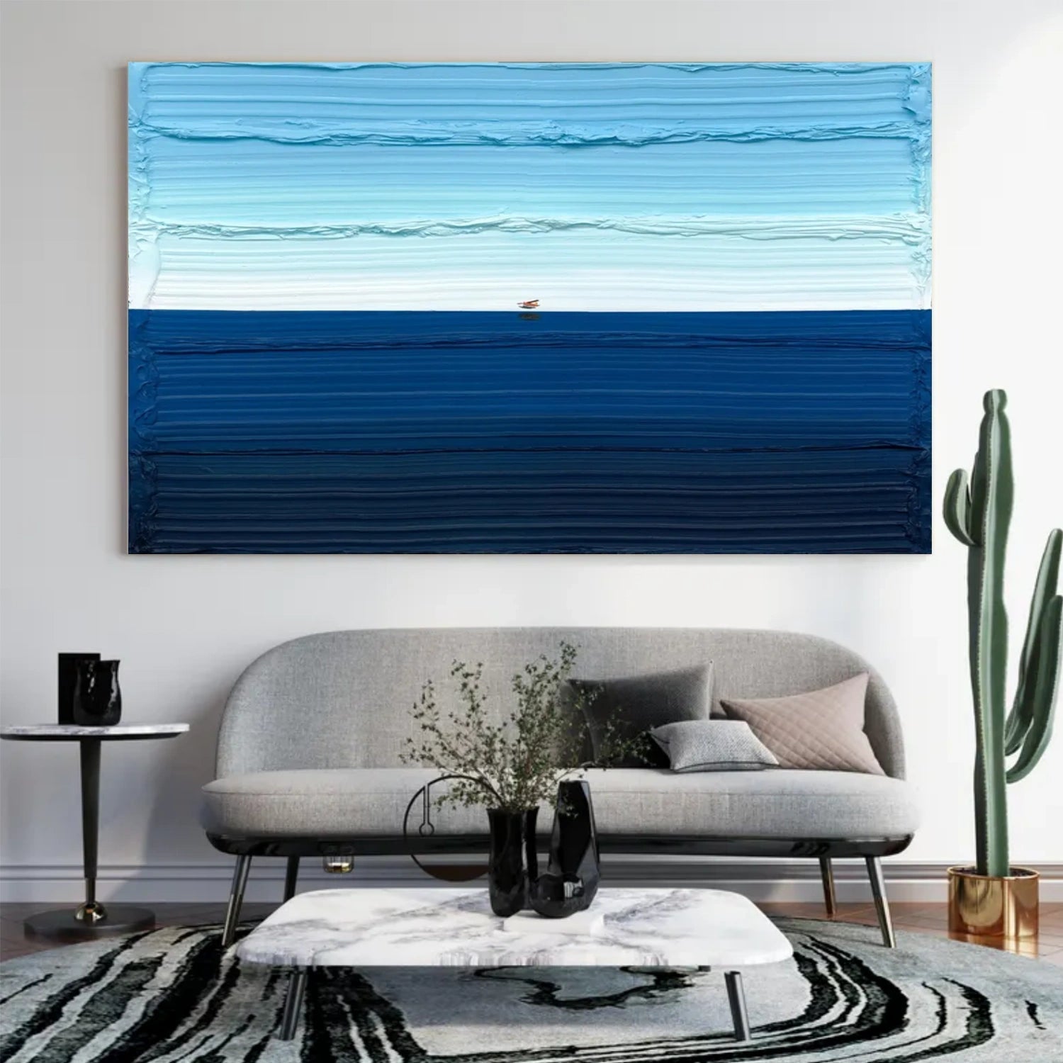 Endless Blue Horizon Minimal Painting