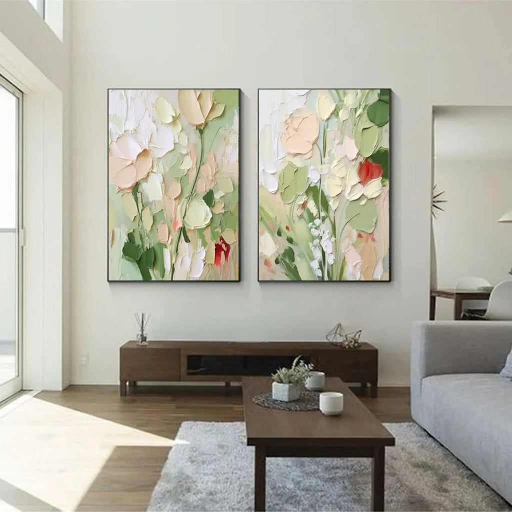 Set of 2 Soft Meadow Whisper Abstract Painting